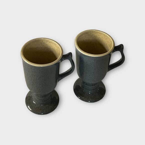 Vintage Hall Made in the USA 1273 Blue Speckled Irish Coffee Mugs Set of 2 - Picture 7 of 16